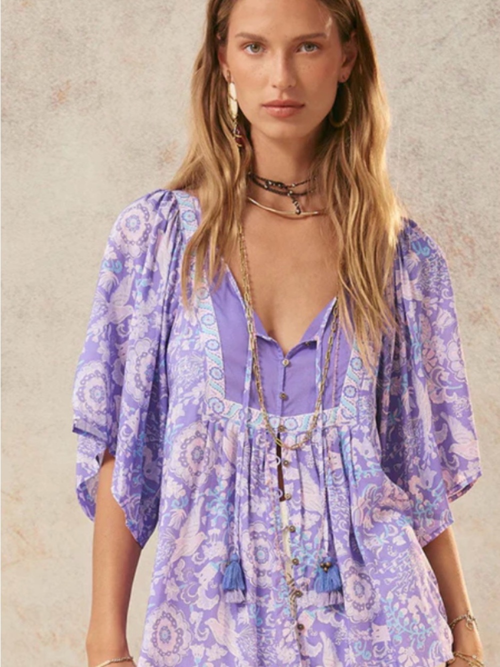 Spell Lavender Floral Boho Tunic
